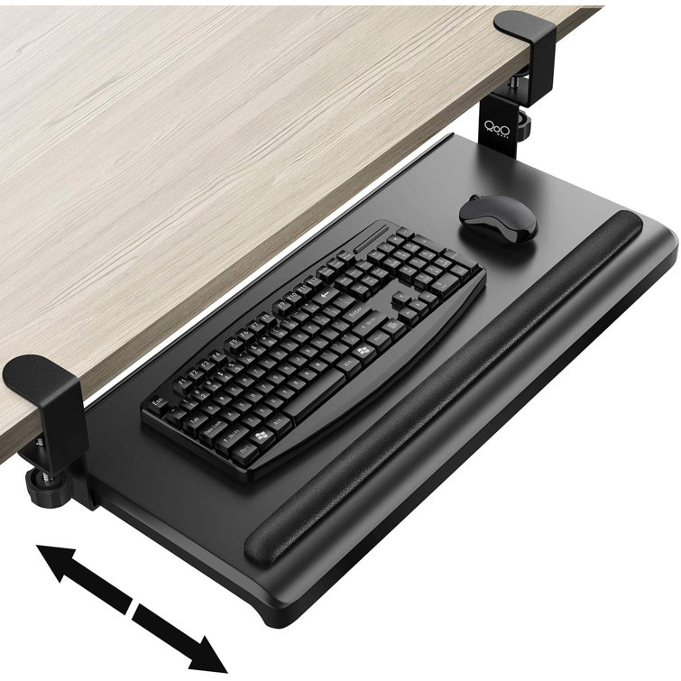 Inbox Zero Keyboard Tray Under Desk 27.6'' X 12.2'' Rolling Computer